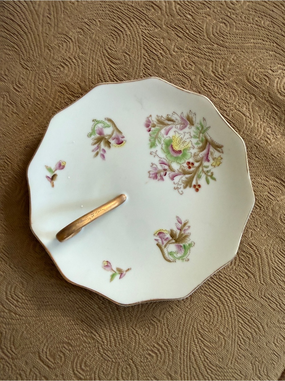Vintage White Porcelain hand painted Lemon dish serving Handled Dessert Plate 6”